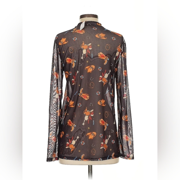 Avery Apparel Cowboy Boots & Saddles Mesh Top Size S NWT - Picture 3 of 8